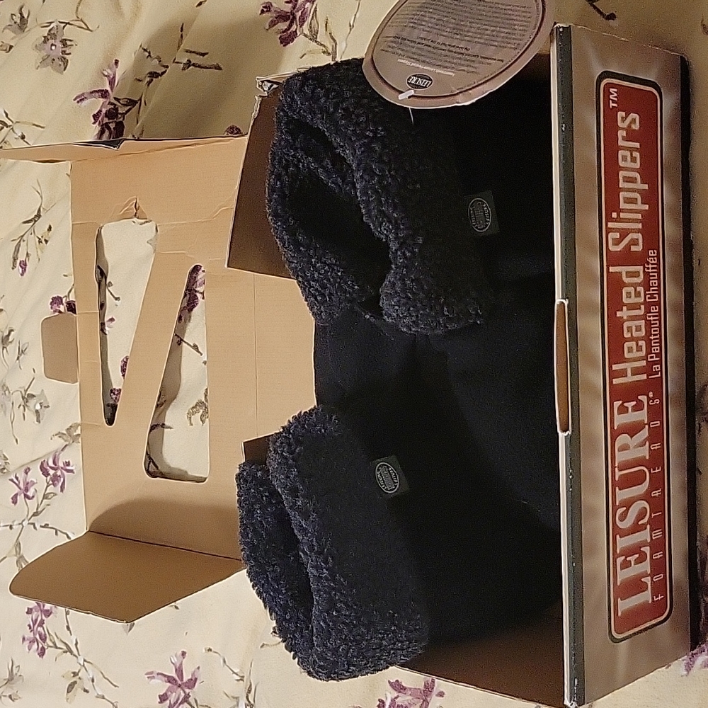 COPY - Comfy Foamtreads Leisure Heated Slipper. Sz M, Microwavable, Black